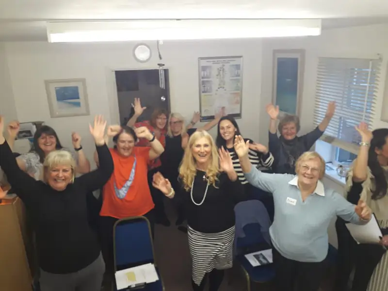 A cheerful workshop group with Sonya Hudson in the North East of England